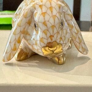 Herend, Yellow and White Porcelain Rabbit Figurine